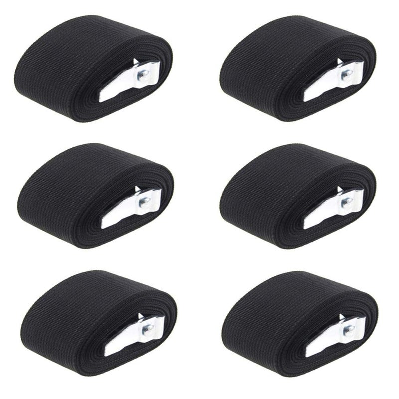 Chneeu 6 Pcs Lashing Strap Adjustable With Buckles, 1" x 2 Ft Black Tie Down Cam Lock for Kayak, Roof Racks, Motorcycle, Car, Truck, Boat, Trailer - Image 1